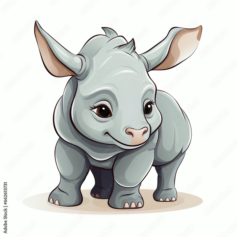 Fototapeta premium Rhino Cartoon Character Vector Illustration