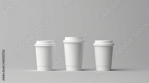 Paper Cups Mockup for Coffee Shop Takeaway on Light Background . AI generated