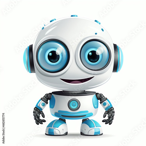 Friendly Robot with Eyes Cartoon Vector Illustration