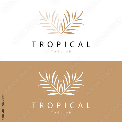 Palm Leaf Logo, Green Plant Design Vector Illustration Template