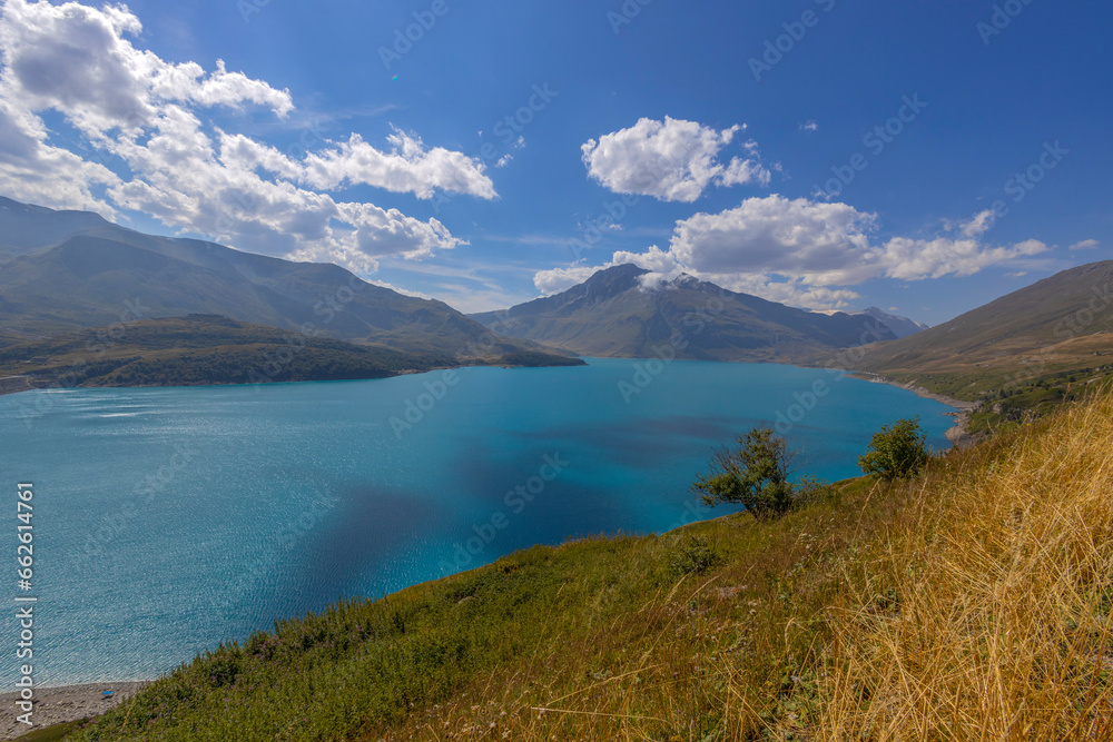 View of the Mont-Cenis lake near the Mont-Cenis hill between the Italian Val di Susa and the French Maurienne valley, France