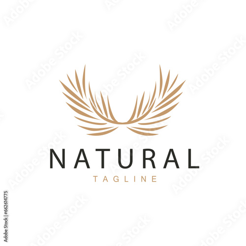 Palm Leaf Logo, Green Plant Design Vector Illustration Template