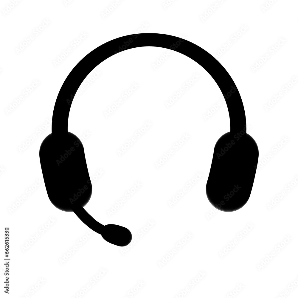 Black headphones with microphone vector icon Black headphones with microphone vector icon