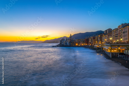 Wallpaper Mural CAMOGLI, ITALY, AUGUST 6, 2023 - View of the ligurian seaside village of Camogli at dusk, province of Genoa, Italy Torontodigital.ca