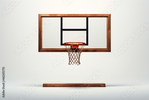 Basketball backboard with hoop on white background Generative AI photo