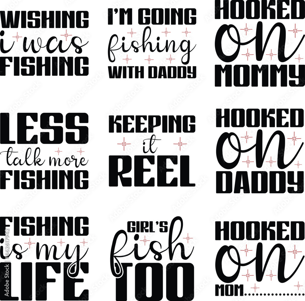 Fototapeta premium Funny Fishing Svg Design bundle and digital download