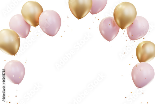 Party celebration balloons. Pink color balloons bunch. 3d rendering. Applicable for birthday holiday design.