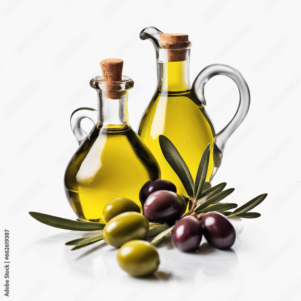 Olive & Olive Oil White Background