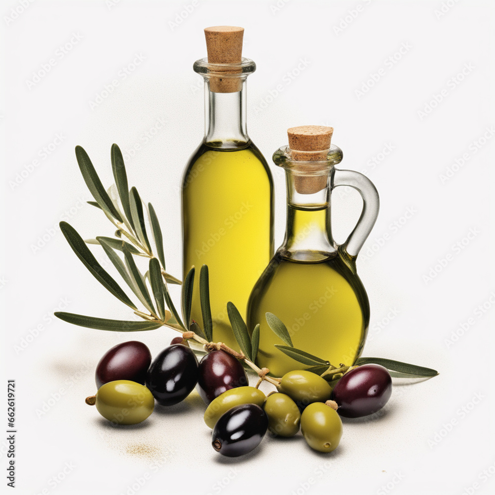 Olive & Olive Oil White Background Olive & Olive Oil White Background