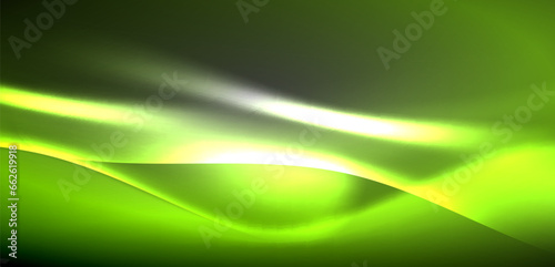 Neon-lit waves surge across background, mesmerizing dance of luminescence and motion. Dynamic backdrop captures essence of energy and modern aesthetics