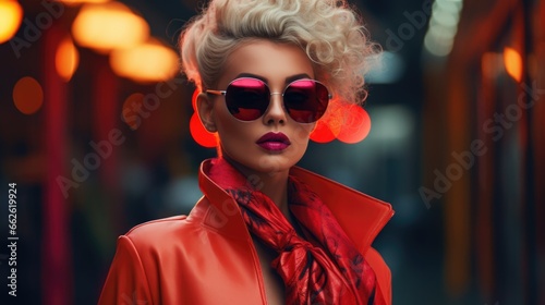 Fashion portrait of a Latin American model in fashionable clothes. Bright and modern look. Women's fashion and beauty.