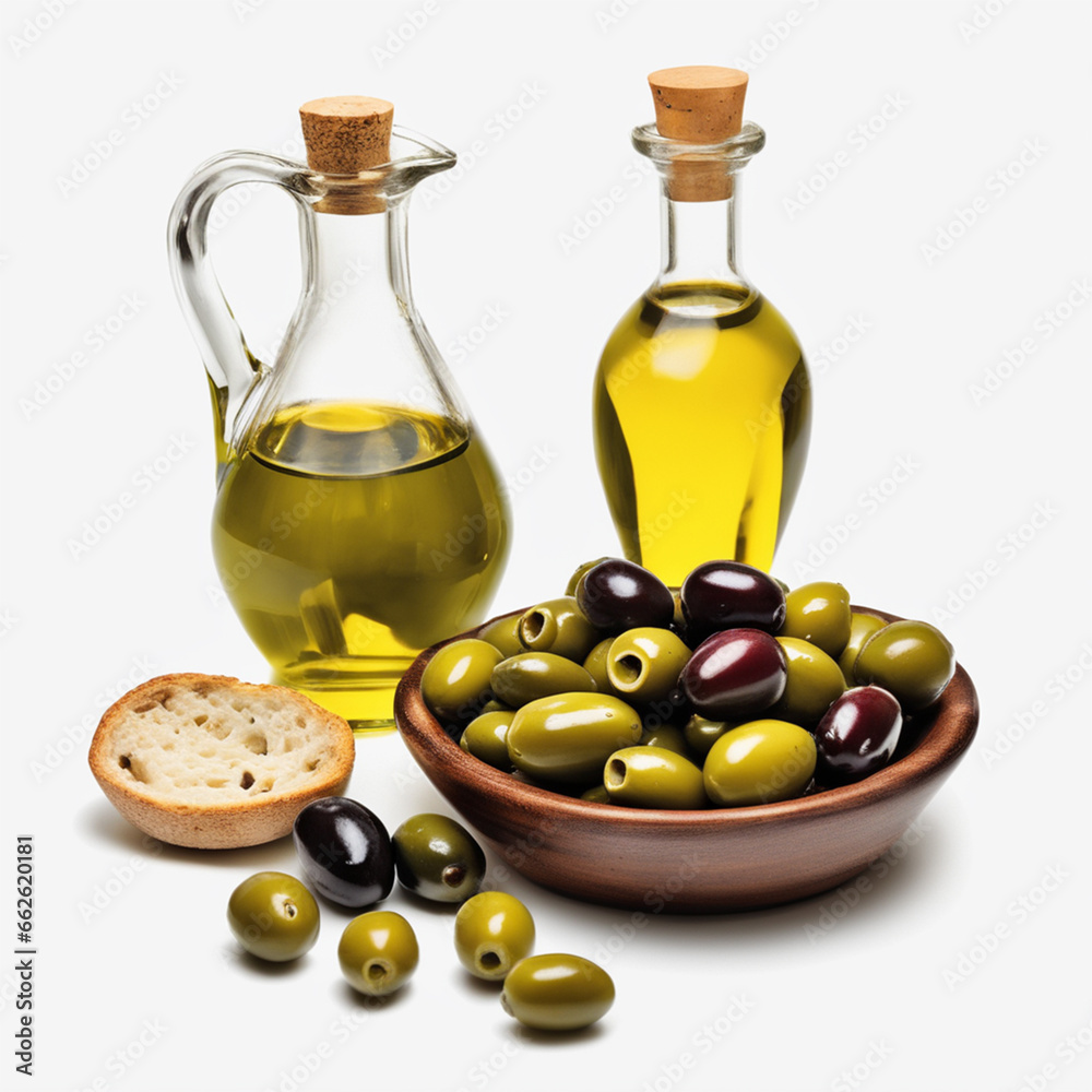 Olive & Olive Oil White Background Olive & Olive Oil White Background