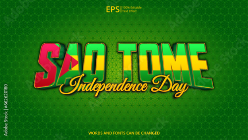 sao tome and principe editable text effect with sao tome and principe flag pattern suitable for poster design about holiday, Feast day or sao tome and principe independence day moment