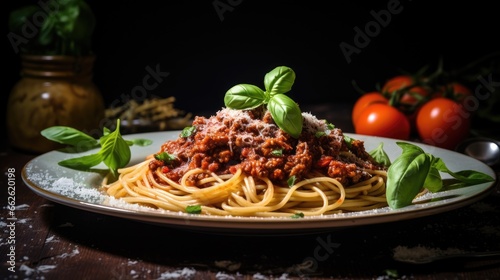 Traditional pasta spaghetti bolognese in plate