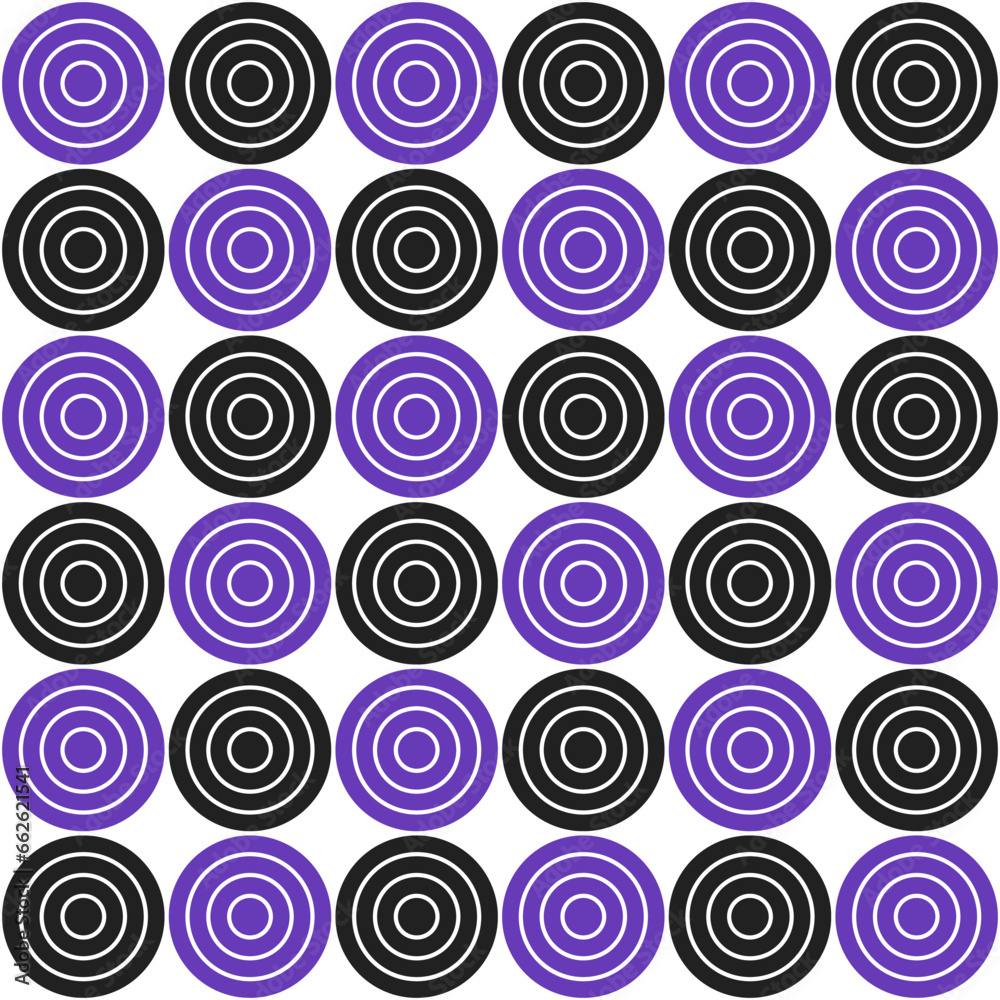 Purple and black circle pattern. Circle vector seamless pattern. Decorative element, wrapping paper, wall tiles, floor tiles, bathroom tiles.