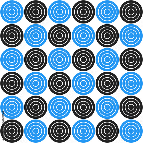 Blue and black circle pattern. Circle vector seamless pattern. Decorative element, wrapping paper, wall tiles, floor tiles, bathroom tiles.