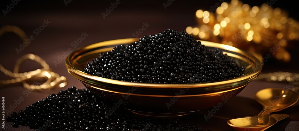Extremely rare exclusive Almas caviar With copyspace for text - obrazy, fototapety, plakaty 