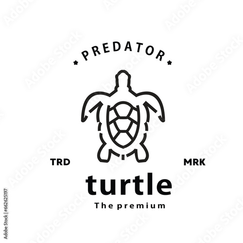 vintage retro hipster turtle logo vector outline monoline art icon