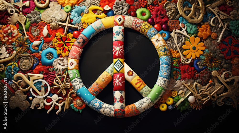 Peace sign with different symbols