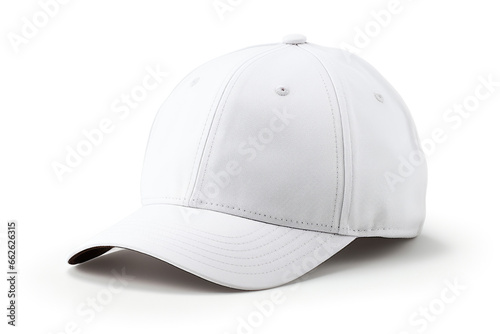 This isolated white baseball cap showcases its clean and beauty design as a casual headwear accessory, highlighting its front view for an appealing image.