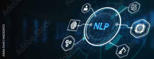 NLP Natural language processing AI Artificial intelligence. 3d illustration