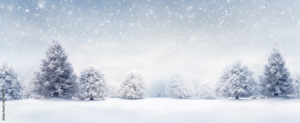 Elegant winter backdrop, with a snow-kissed fir tree adorned with crystal-clear Christmas toys. Ample space for a holiday tagline or branding. Elegant winter backdrop, with a snow-kissed fir tree adorned with crystal-clear Christmas toys. Ample space for a holiday tagline or branding.