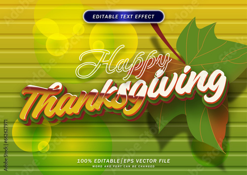 autumn fest day, Happy thanksgiving text editable text effect. 