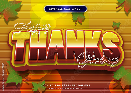 autumn fest day, Happy thanksgiving text editable text effect. 