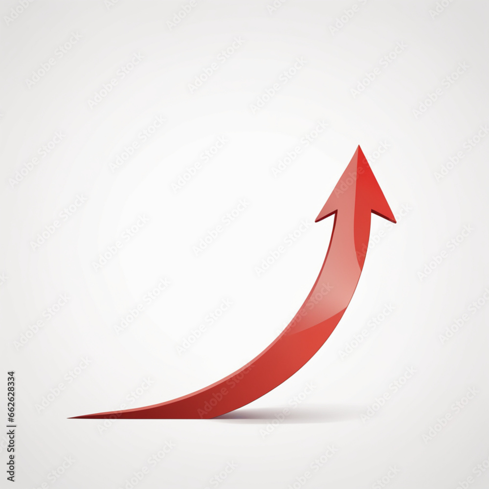 Rising curve red arrow white background, Generative AI Rising curve red arrow white background, Generative AI