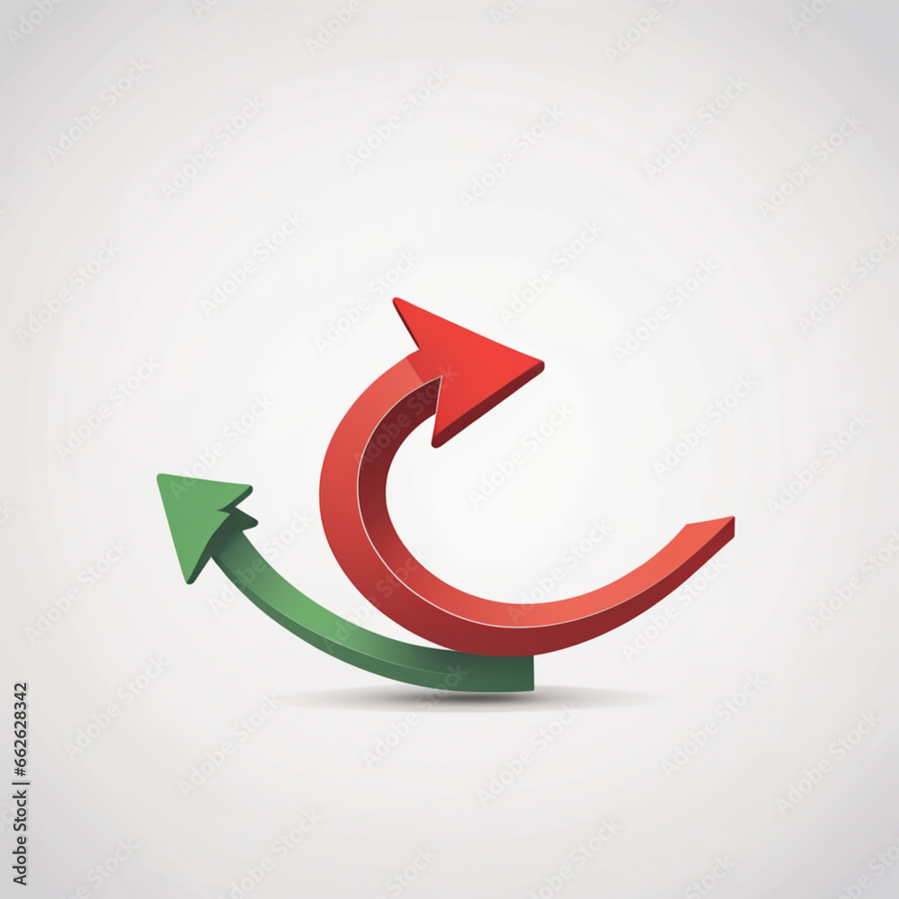 Rising curve red arrow white background, Generative AI Rising curve red arrow white background, Generative AI
