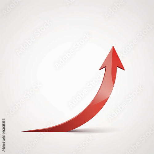 Rising curve red arrow white background, Generative AI