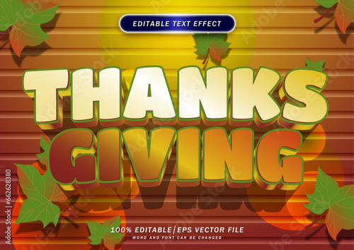 autumn fest day, Happy thanksgiving text editable text effect. 