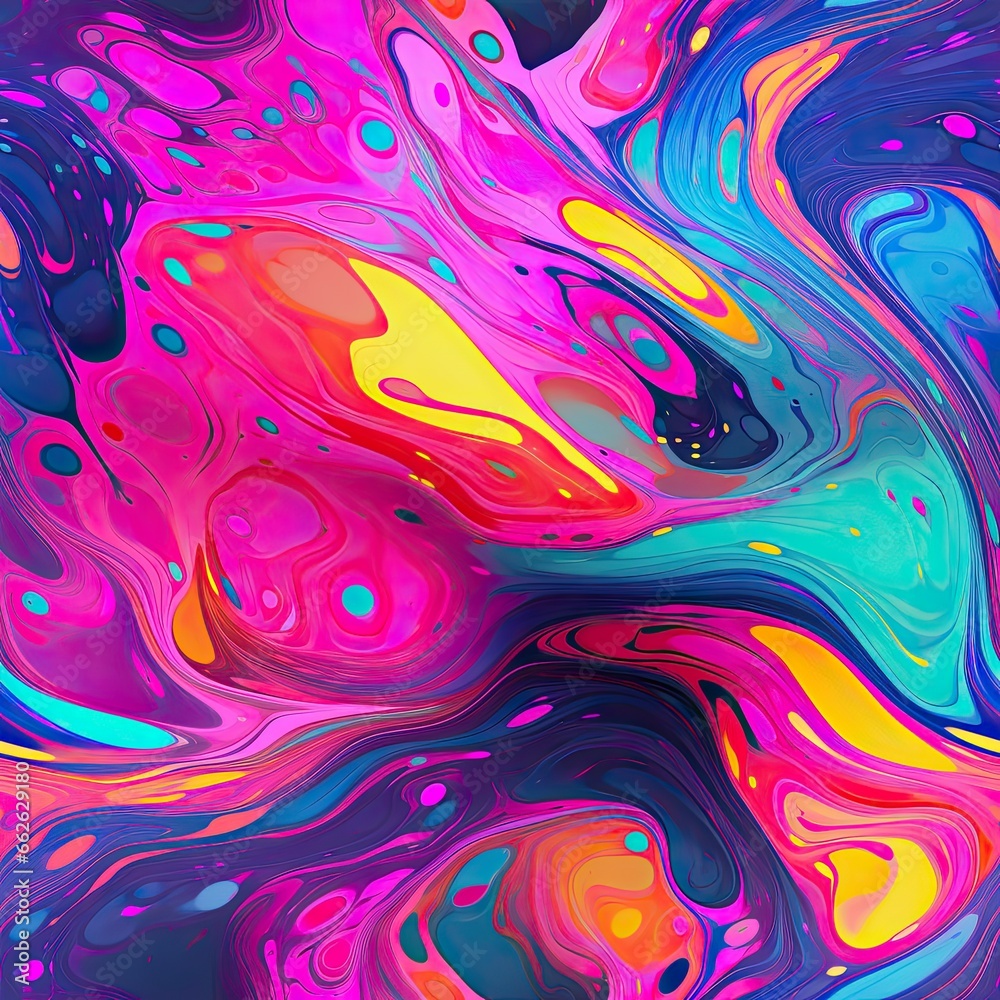Seamless pattern of neon fluid vivid vibrant blob swirl art. Seamless pattern of neon fluid vivid vibrant blob swirl art.