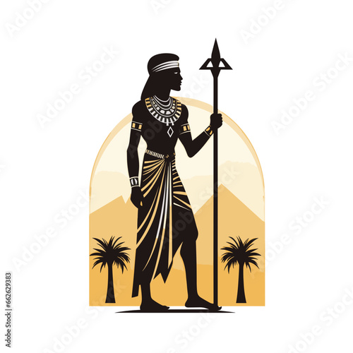 Ägypter in Wüstenlandschaft Silhouette