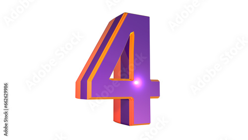 Purple 3d number 4