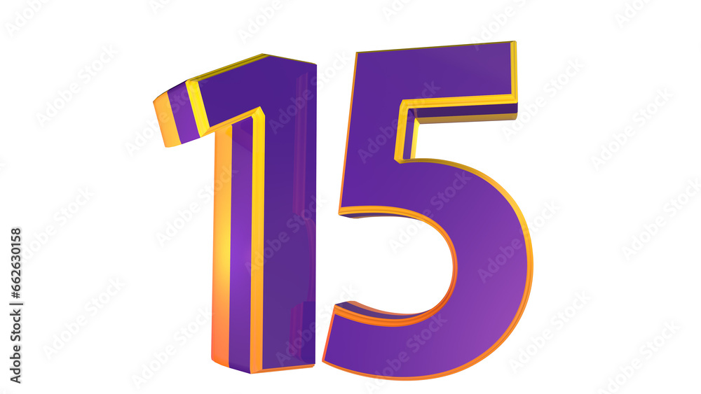 Purple 3d number 15