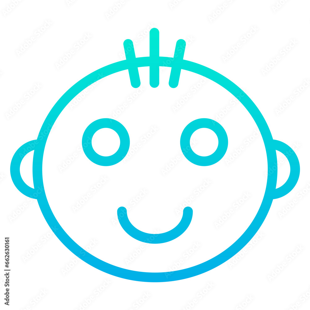 Outline Gradient Baby boy face icon
