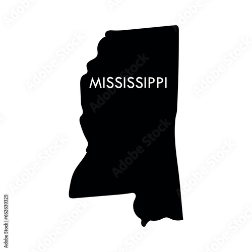 Mississippi a US state black element isolated on white background.
