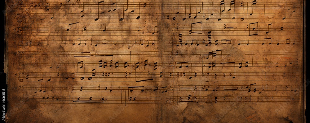 Rustic empty music notes book paper texture Generative AI