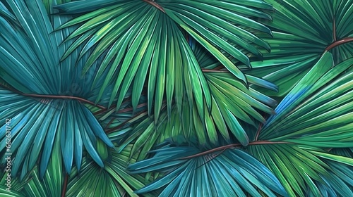 Tropical palm leaf patterns. Fantasy concept , Illustration painting.