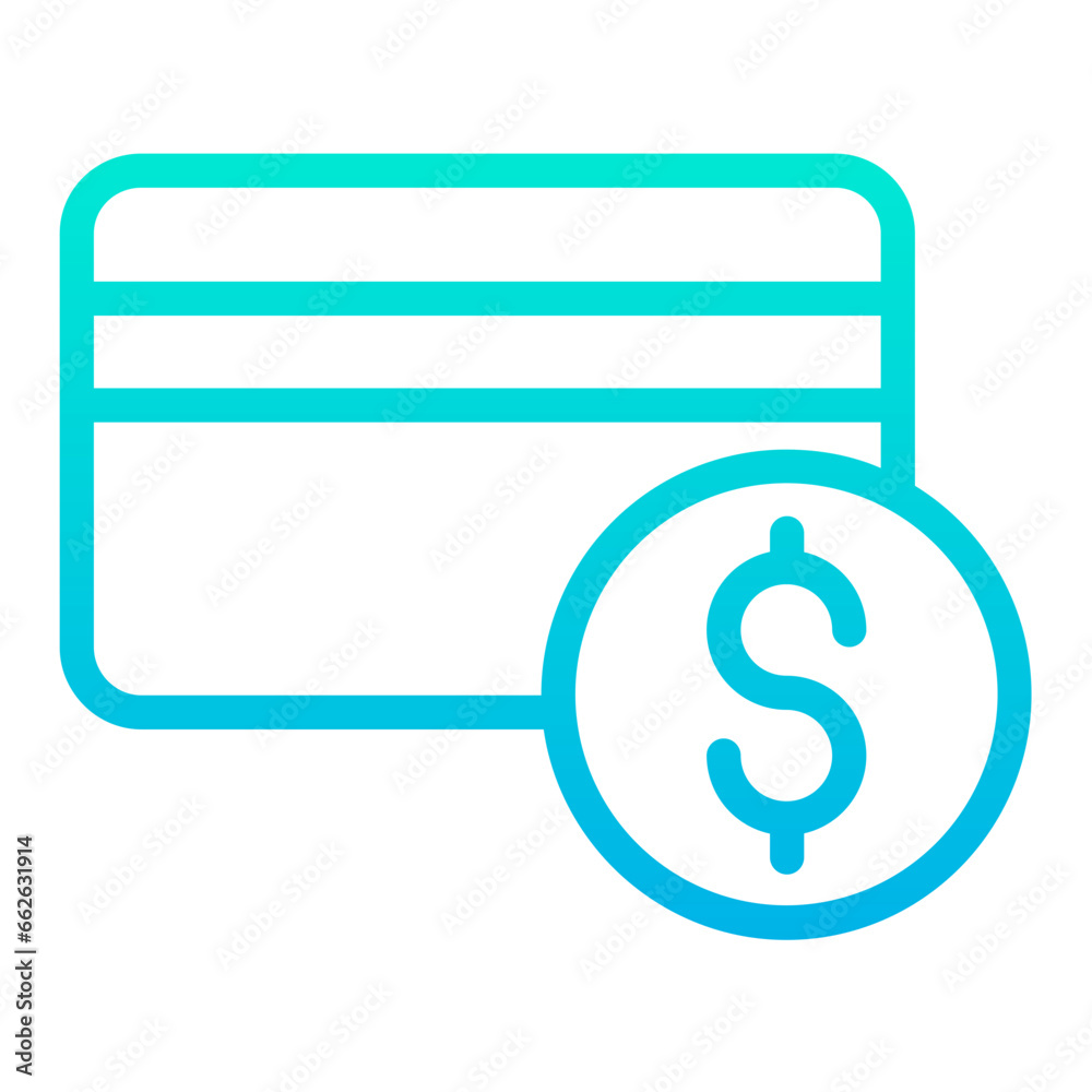 Outline Gradient Credit Card Dollar icon Outline Gradient Credit Card Dollar icon