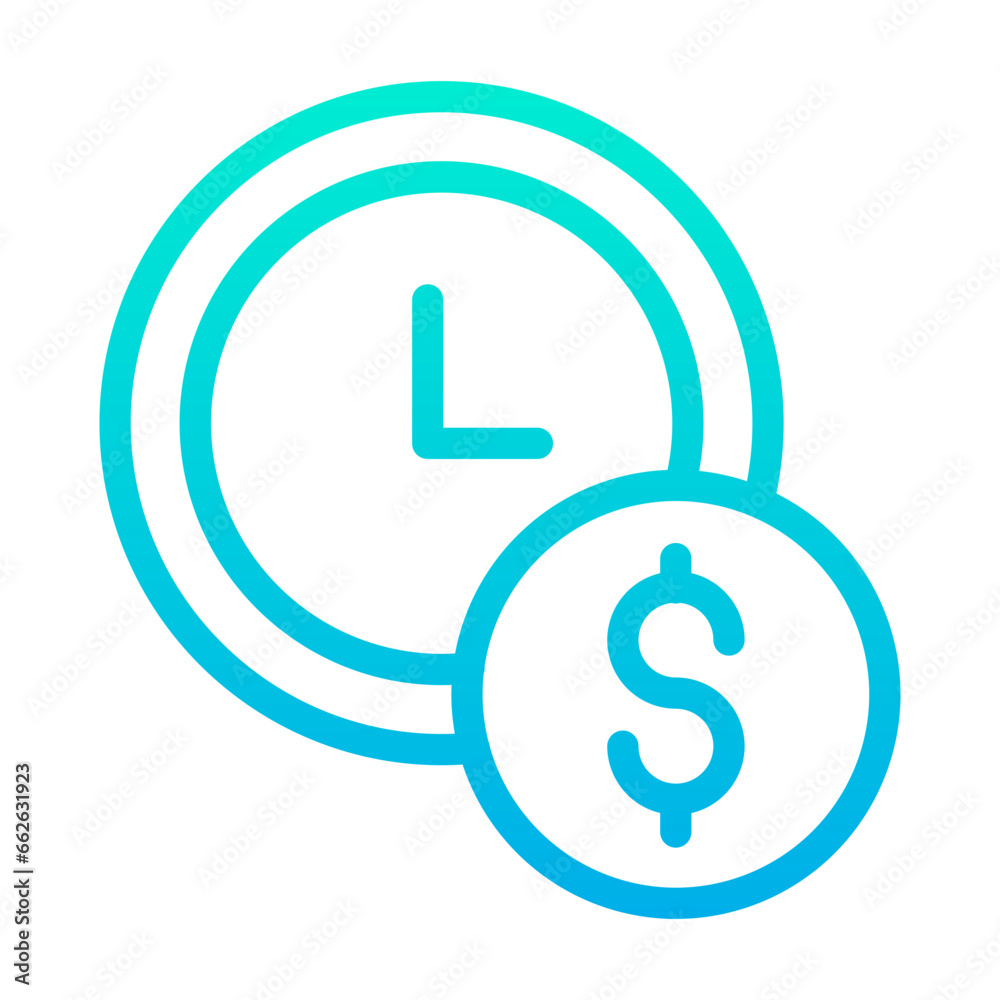 Outline Gradient Clock Dollar icon Outline Gradient Clock Dollar icon