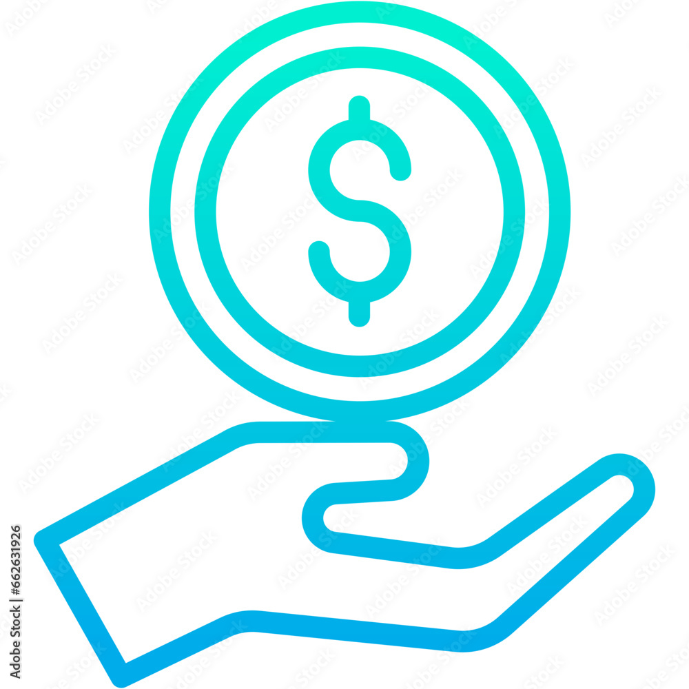 Outline Gradient Dollar Charity, Save icon Outline Gradient Dollar Charity, Save icon