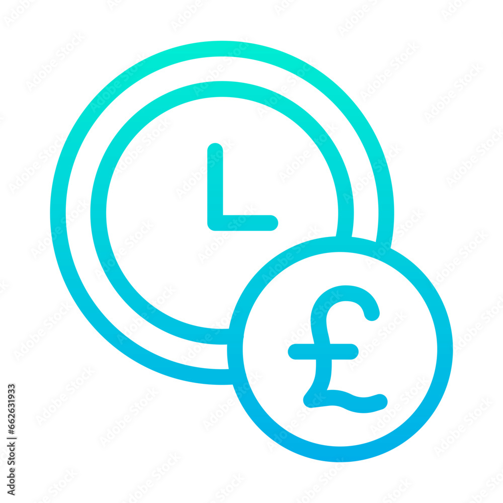 Outline Gradient Pound Time, fixed investment icon Outline Gradient Pound Time, fixed investment icon