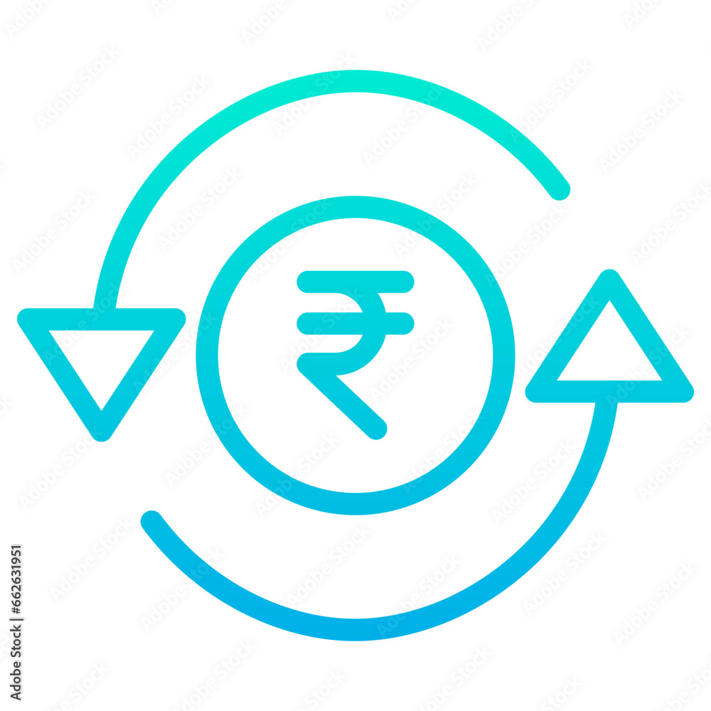 Outline Gradient Rupees Exchange value icon Outline Gradient Rupees Exchange value icon