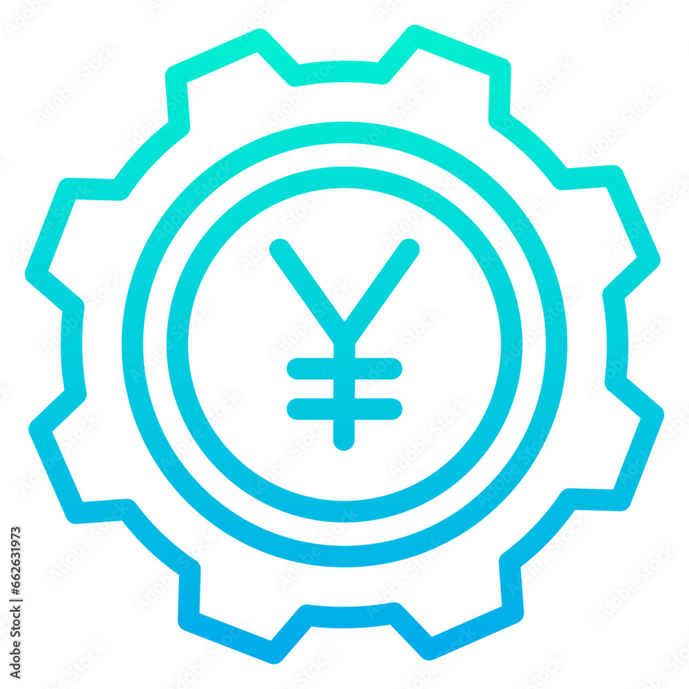 Obraz premium Outline Gradient Yen Settings icon
