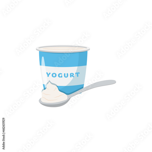 Obraz na płótnie Illustration of dairy yogurt in a container w salonie