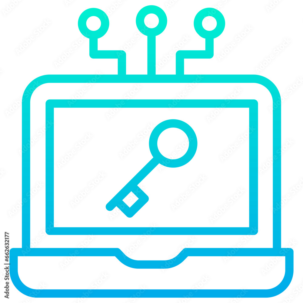 Outline Gradient Laptop Cloudl data icon Outline Gradient Laptop Cloudl data icon