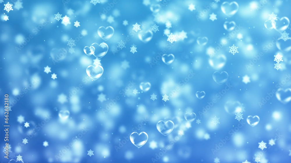 Beautiful winter snowflake heart abstract background