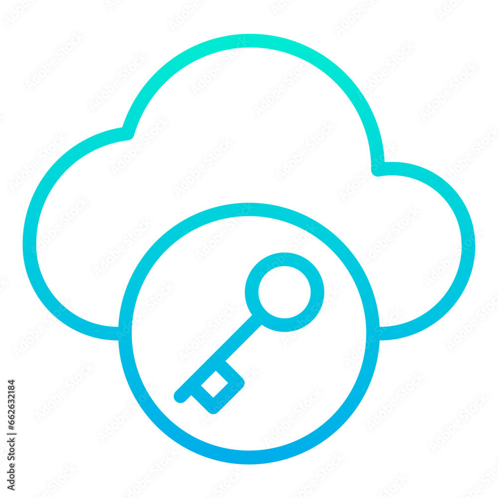 Outline Gradient Cloud data Key icon Outline Gradient Cloud data Key icon